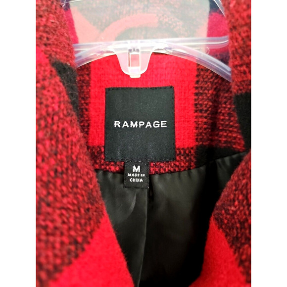 Rampage ~Woman Size M~ Scarlet Red/Caviar Plaid Buffalo Check Pea Coat Jacket. - Picture 2 of 11